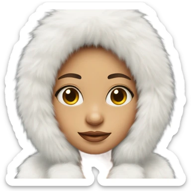 Girl in white big fluffy fur ear covers sticker