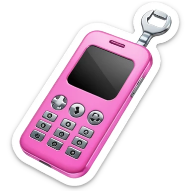 pink cellphone with a wrench sticker