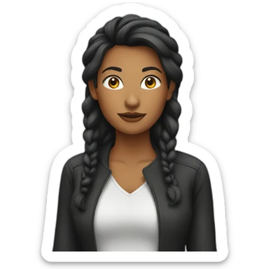 Mujer con pelo negro largo viajera sticker