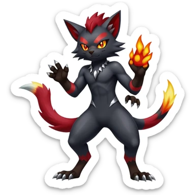 Shiny Dark Badass Handsome Torracat-Zoroark full body sticker