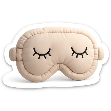 cute sleep eye mask with soft, plushy texture in cushion style sticker