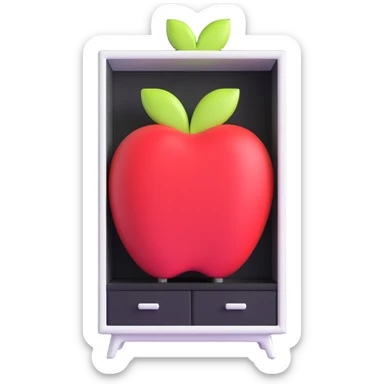 white modern wardrobe with apple-inspired design sticker
