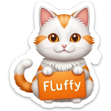 A cat holds the sign with the inscription sticker