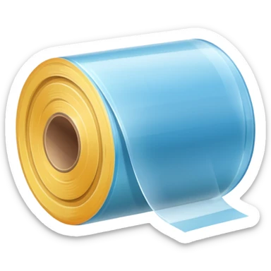 A long roll of transparent film wrapping, without yellow color  sticker