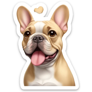 Lilac tan french bulldog with many heart shaped dog treats sticker