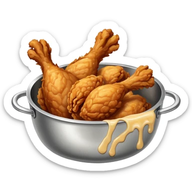 fried chicken in a silver stainless steel bowl sticker