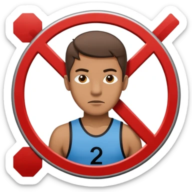 emoji de uma homem andando com roupa da ginástica com um simbolo de proibido por cima. semelhante a uma placa de transito sticker