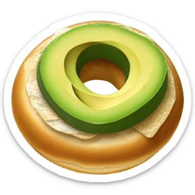 Bagel with avocado realistic sticker