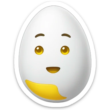white egg with a yellow tee-shirt sticker