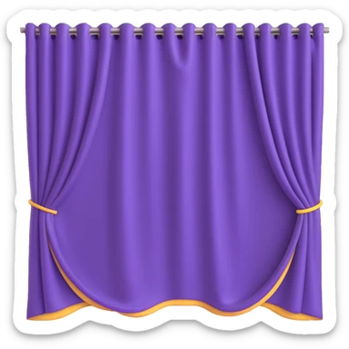A purple curtain hanging down, made of soft fabric, slightly wrinkled or flowing sticker