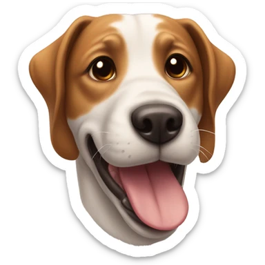 Smiling dog has brown ears sticking out tongue sticker