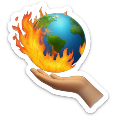 globe on fire grabbed by 2 hands sticker