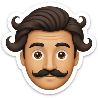 a guy with a black, bushy, twirly mustache. sticker