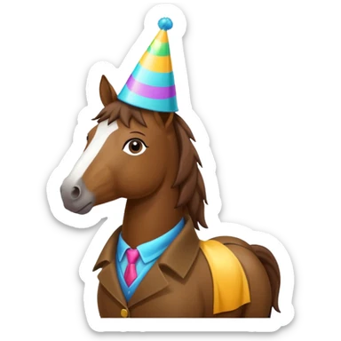 Horse with party hat sticker