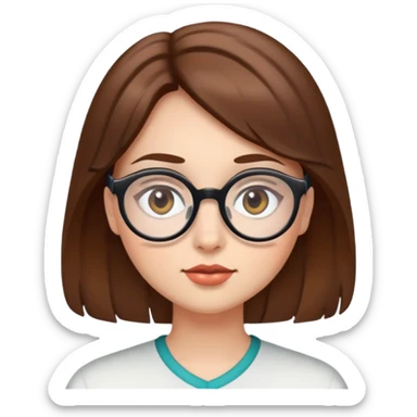 Brown hair siren eyes round face glasses  sticker