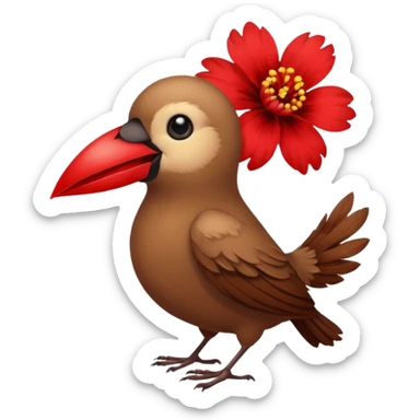 A bird carrying a red flower in its mouse  sticker