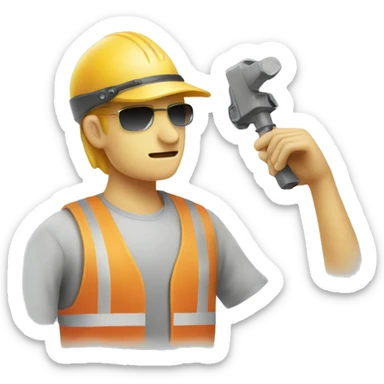 an operator working under summer heat , sweating sticker