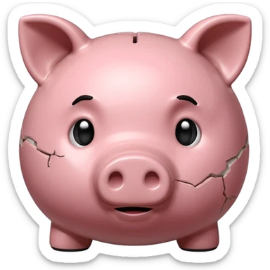 emoji of sad piggy bank, right view sticker