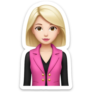 a stylish women’s vest, sleeveless, elegant and decorative design, in a bright pink color with small cute details, feminine and fancy look, no background sticker