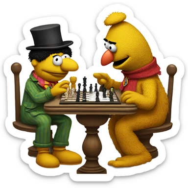 Sesame Street Ernie and Bert playing chess sticker
