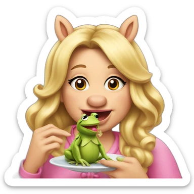 miss piggy eating frogs sticker