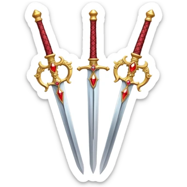 Two Golden royal swords with red gems sticker