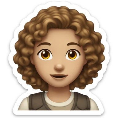 girl with wavy brown hair, hazel eyes and very light skin sticker