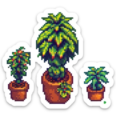 retro and blocky home plant sticker