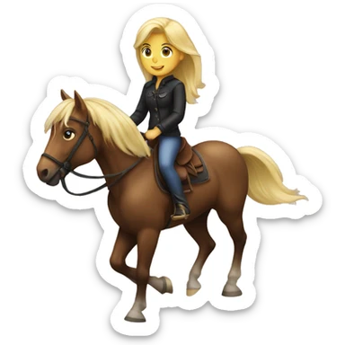 Blonde girl riding horse sticker