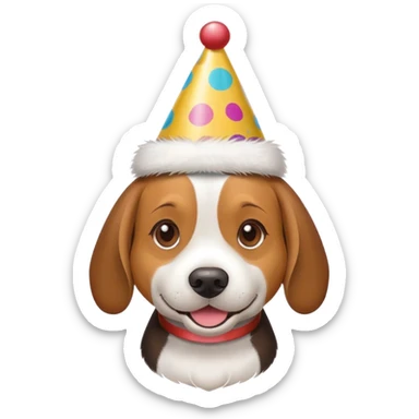 Beagle wearing party hat sticker