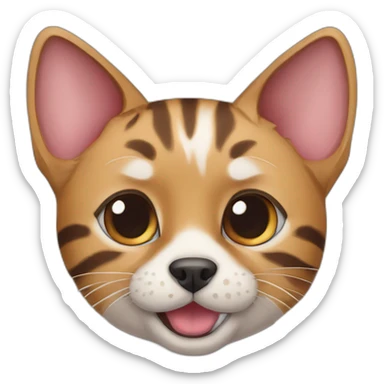 Bengal cat and dog Pomsky  sticker