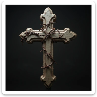 realistic gothic cross, with barbed wire, photorealistic style, no background sticker