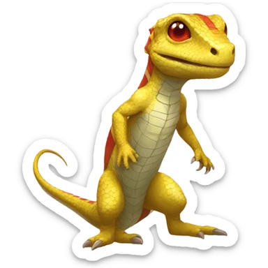 A Yellow Shiny Anthro-Scalie-Lizard-Reptile-Salamandrian-Fakémon with red stripes Full Body sticker