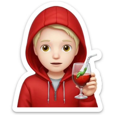 worm in glass in a red hoodie sticker