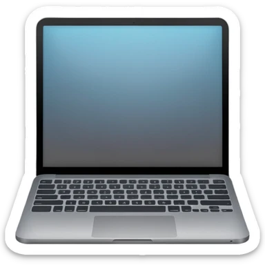 iOS-style emoji of a modern laptop. Smooth gradients, rounded shape, metallic look. Simple, clean, no background, balanced proportions. sticker