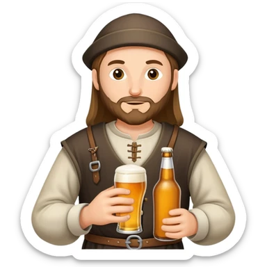 medieval pilgrim with bottle of beer sticker