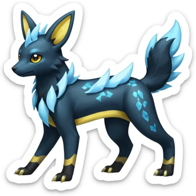 Manectric-Electrike-Amaura-Umbreon-Draco-Fakémon-hybrid-creature (full body), 4 legs sticker
