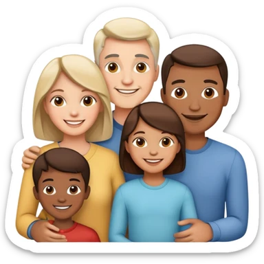 happy family with parents and two children smiling together sticker