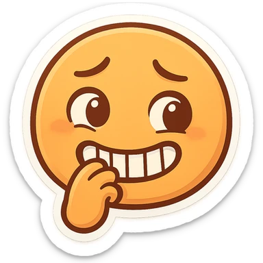 cartoon emoji of someone biting their nail and grinning sticker