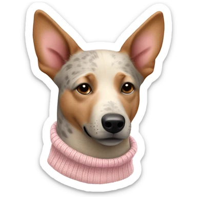 beige australian cattle dog wearing light pink sweater sticker
