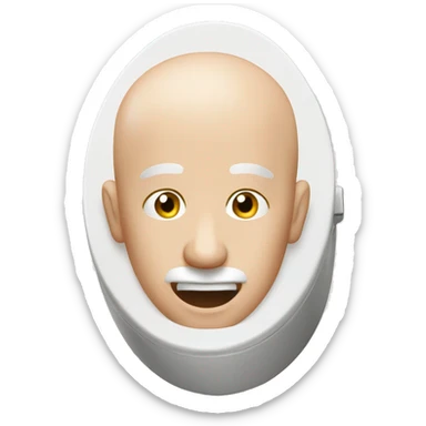 Bald man’s head in a white toilet  sticker