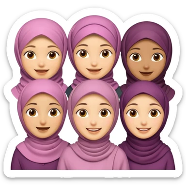 Group of happy hijabis  sticker