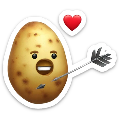 A potato shooting a heart with a arrow sticker