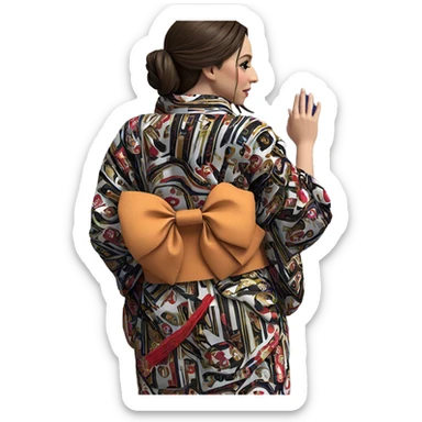brown haired girl in kimono sticker