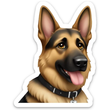 German shepherd mostly black with a little silver sticker