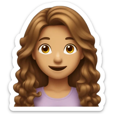 girl with brown long hair rejoices sticker