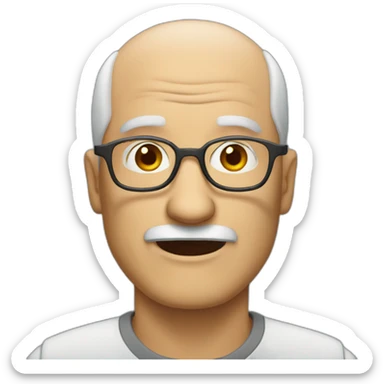old man without hair with a gray beard and glasses sticker