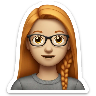 ginger girl with medium straight hair and blue eyes and glasses sticker