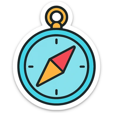 compass, lineal color outlined icon style, clean and professional sticker