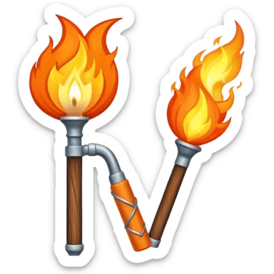 pitchfork and a torch crossing each other to make an x sticker